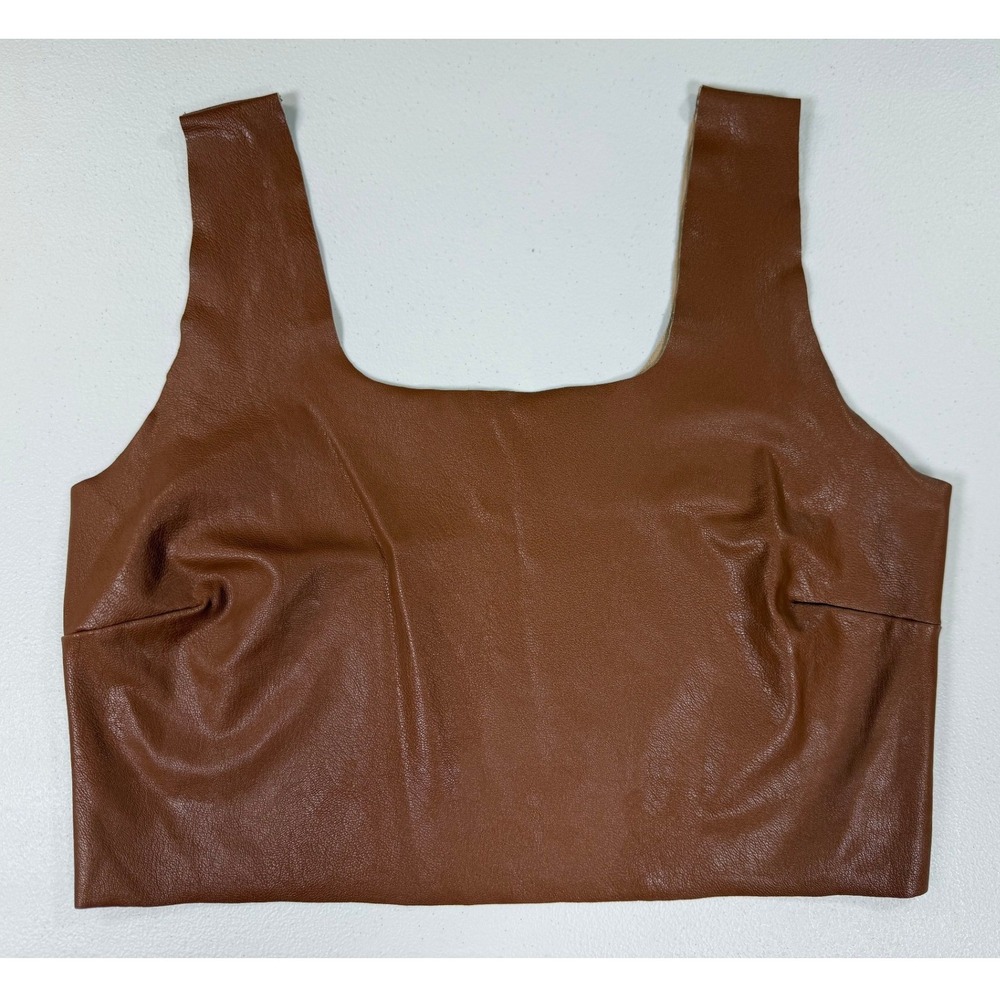Commando Faux Leather Crop Top Tank Cocoa Women Large Stretch Baddie Going Out